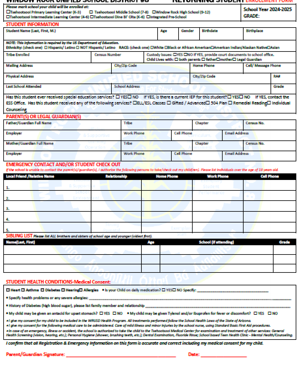 School Enrollment Forms